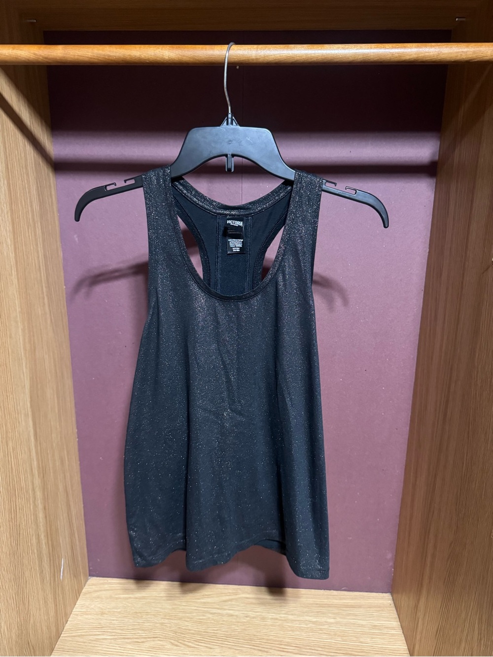 Victoria Sport Black Shimmer Open Back Tie Tank Top S